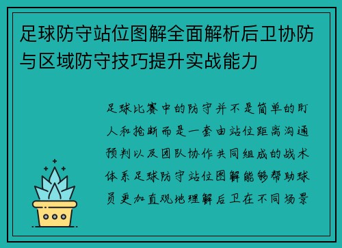 足球防守站位图解全面解析后卫协防与区域防守技巧提升实战能力 足球防守站位图解全面解析后卫协防与区域防守技巧提升实战能力